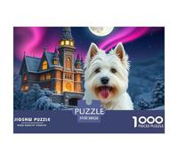 West Highland White Terrier Jigsaws for Adults Impossible And Difficult Challenge 1000 Piece Pet Dog Challenging Puzzle Games Puzzle Games There Are Letters on The Back 38x26cm/1000pcs