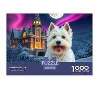 West Highland White Terrier Jigsaws for Adults Impossible And Difficult Challenge 1000 Pieces Pet Dog Challenging Puzzle Games Educational Games There Are Letters on The Back 70x50cm/1000pcs