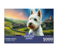 West Highland White Terrier Jigsaws Kid Age 12 Years Up Impossible And Difficult Challenge 1000 Piece Pet Dog Challenging Puzzle Games Educational Games There Are Letters on The Back 38x26cm/1000pcs