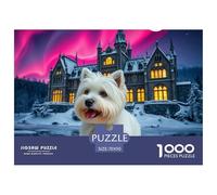 West Highland White Terrier Jigsaws Kid Age 12 Years Up Impossible And Difficult Challenge 1000 Piece Pet Dog Challenging Puzzle Games Puzzle Games There Are Letters on The Back 70x50cm/1000pcs
