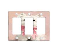 West Highland White Terrier Light Switch Cover Plate, Cute Dog Design with Peach Bow, Decorative Wall Accents for Home, Thermoplastic Standard Size, Animal Lover Gift 3 Gang Wall Plate