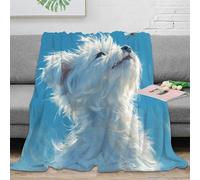 West Highland White Terrier Microfiber 3D Printing Throw Blanket Super Soft Plush Couch Blanket TV Bed Fuzzy Blanket Comfy Warm Heavy Duty Flannel Décor for Kids Teens Adults 50x60inch(127x152cm)