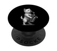 West Highland White Terrier Playing Saxophone Jazz Music Dog PopSockets Adhesive PopGrip