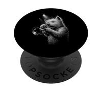 West Highland White Terrier Playing Trumpet Jazz Music Dog PopSockets Adhesive PopGrip