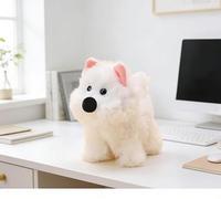 West Highland White Terrier Plush Toy, Cute Stuffed Puppy, Interactive Animal Figurine & Home Desktop Ornament