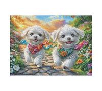 West Highland White Terrier Puppies 500 Piece Jigsaw Puzzle for Adults Jigsaw Creative Gift for Loved Ones Family Activity Challenging Design Stress Relief Pastime 500 PCS
