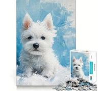 West Highland White Terrier Puppy Painting 1000 Piece Puzzle For Adults Mind Skill Play Laser Cut for Flawless Fit Rewarding Activity for Rainy Days (38x52cm)