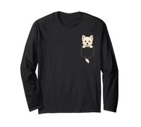 West Highland White Terrier Puppy Pocket Cartoon Dog Art Long Sleeve T-Shirt