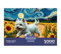 West Highland White Terrier Puzzle for Adults Impossible And Difficult Challenge 1000 Piece Pet Dog Challenging Puzzle Games Educational Games There Are Letters on The Back 70x50cm/1000pcs