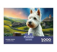 West Highland White Terrier Puzzle Kid Age 12 Years Up Impossible And Difficult Challenge 1000 Piece Pet Dog Challenging Puzzle Games Educational Games There Are Letters on The Back 70x50cm/1000pcs