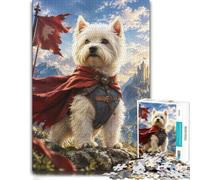 West Highland White Terrier Warrior Castle Jigsaw Puzzle, 500 Pieces | Piece-by-piece progress - a simple way to organise the image alone or together.