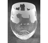 WEST Highland White Terrier Westie Frieze Boxed 36cl Stemless Wine/Water Glass