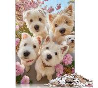 West Highland White Terrier Wooden Jigsaw Puzzles for Adults Fun 500 Pieces Education Game Home Decoration Stress Relief Toy Intellectual Game Premium & Durable 500pcs (52x38cm)