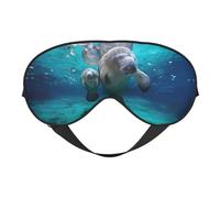 West Indian Manatees Double Sided Sleep Mask, Adjustable Blackout, Silk-Like Eye Mask for Sleeping,Travel, Soft, Breathable, Lightweight Comfortable Blindfold
