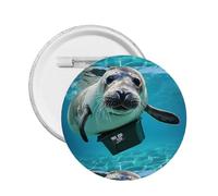 West Indian Manatees -Print Custom Round Enamel Pin - Alloy Metal Lapel Badge For Jacket, Bag, Gift Idea.