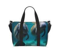 West Indian Manatees Print Travel Duffel Bag, Lightweight Water-Resistant Weekender Spacious Gym & Travel Bag for Men, Women & Teens