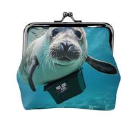West Indian Manatees - Print Women's Compact Coin Purse with Lock Waterproof for Travel Gifts