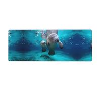 West Indian Manatees Printed Desktop Mouse pad Large Size Rubber Keyboard pad Suitable for Office and Home 31.5 inches x 12 inches