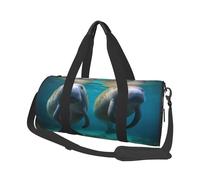 West Indian Manatees Printed Sports Gym Bag with Wet Pocket & Shoes Compartment, Travel Duffel Bag for Men Women