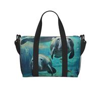 West Indian Manatees Printed Travel Bag Duffle Bag for Men Women, Large Water Resistant Gym Bag Weekend Holdall Bag with Shoulder Strap