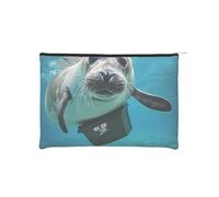 West Indian Manatees Reusable Paper Cosmetic Bag Waterproof & Lightweight for Travel, School & Daily Use Full-Print Design Women, Students, Eco-Conscious