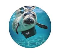 West Indian Manatees Round Badge - Durable Tinplate Design With Full Single-Sided Print, Perfect For Custom Gifts & Apparel Decoration