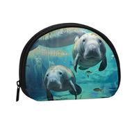 West Indian Sea Animals Printed Coin Purse for Women Cute Small Change Wallet Mini Coin Purses Pouch with Zipper