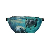 West Indian Sea Animals Printed Fanny Pack Waist Bag for Men Women, Adjustable Bumbags Hip Bum Bag Travel Crossbody Bags Sports Running Hiking Belt Bag