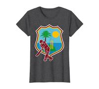 West Indies Cricket | West Indies Flag T-Shirt, Women, Dark Heather Grey, Small