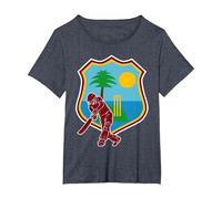 West Indies Cricket | West Indies Flag T-Shirt, Women's Plus, Heather Blue, 4X
