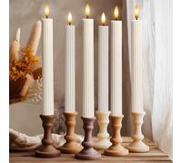 West Ivory 6 Pack, 10" LED Flameless Cream Beige Fluted Ribbed Grooved Taper Candles, Remote & 24h Timer Memory, On/Off Button, Dimmable, Flicker Mode, Battery Operated, Christmas Menorah Wedding