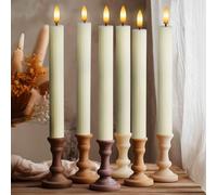 West Ivory 6 Pack, 10" LED Flameless Ivory Fluted Ribbed Grooved Taper Candles, Remote & 24h Timer Memory, On/Off Button, Dimmable, Flicker Mode, Battery Operated, Christmas Menorah Wedding