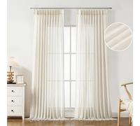 WEST LAKE 95 Inches Long Egret Ivory Pinch Pleated Sheer Curtains for Bedroom Living Room Sliding Patio Door,Farmhouse Textured Lightweight Drapes with Backtabs,Rustic Window Treatment,58" Wx95 Lx2