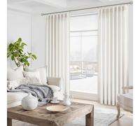 WEST LAKE 95 Inches Long Natural Pinch Pleated Sheer Curtains for Bedroom 2 Panels,Farmhouse Rustic Linen Living Room Pleat Drapes,Boho Back Tab Window Treatment Sets with Hooks,40" Wx95 Lx2,Natural