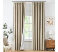 WEST LAKE Bailey 108 Inch Long Pleated Curtain with Inserts for Bedroom, Light Brown, Pinch Pleat Curtains for Crossbar and Rail, Luxury Window Treatment Set, 40" x 108" x 2"