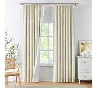 WEST LAKE Ivory Pearl Bailey Pinch Pleat Blackout Curtain Panels with Liners 84 Inches,Luxury Textured Drapes with Back Tabs for Bedroom,Thermal Insulated Noise Reducing Window Treatment,40" Wx84 Lx2