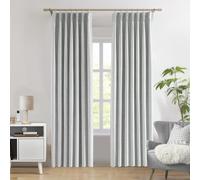 WEST LAKE Silver Grey Pinch Pleated 95% Blackout Window Curtain Panels for Bedroom,Triple Weave Textured Heavy Chenille Room Darkening Drapes,French Pleat Window Treatment,Back Tab,40"Wx84"L,Pack of 2