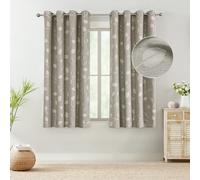 WEST LAKE White Khaki Leaf Curtain 63 Inches Long Room Darkening Linen Textured Tan Drapes Branches Jacquard Grommet Top Window Treatment for Living Room/Bedroom,50"x63"x2