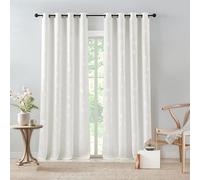 WEST LAKE White Leaf Jacquard Curtains 84 Inches Long,Botanical Semi Sheer Drapes for Bedroom Living Room,Modern Window Treatment,Grommet Top,50" Wx84 L,Pack of 2