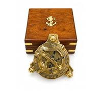 West London Solid Brass Sundial Compass with Wooden Presentation Box Nautical Vintage Nautical Marine 3 Inch Compass