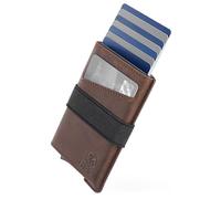 West Men's Slide XS Slim Stealth Wallet - RFID Blocking Pop-Up Credit Card Holder, Brown, 9 Card Slots, Minimalist Design