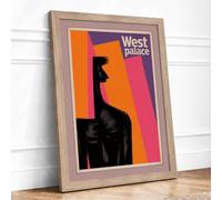 West Palace Giraffe Mid Century Framed Wall Art Print A1 Oak