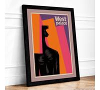 West Palace Giraffe Mid Century Framed Wall Art Print A2 Black
