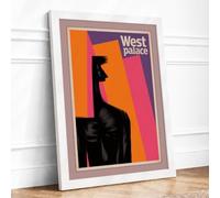 West Palace Giraffe Mid Century Framed Wall Art Print A3 White