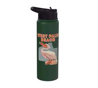 West Palm Beach California Holiday Pelican Graphic Surfing Stainless Steel Insulated Water Bottle