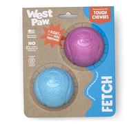 WEST PAW Boundr Ball Dog Fetch Toy - Bouncing Toys for Dogs, Fetch, Catch, Chewing, Play - Floatable, Recyclable Balls - Small Hot Pink/Aqua Blue 2-Pack