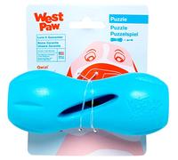 WEST PAW Zogoflex Qwizl Dog Puzzle Treat Toy - Interactive Chew Toy for Dogs - Brightly-Coloured Dog Enrichment Toy for Aggressive Chewers, Fetch, Catch, (Blue, Small)