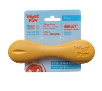 West Paw Hurley Dog Bone Chew Toy for Tough Chewers- Safe and Durable Fetch and Chew Toy for Dogs- Dishwasher Safe, Lightweight, Floatable, Made in USA - for Small Dogs - Sunflower Yellow, Small