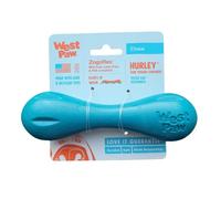 West Paw Hurley Dog Bone Chew Toy for Tough Chewers- Safe and Durable Fetch and Chew Toy for Dogs- Dishwasher Safe, Lightweight, Floatable, Made in USA - for Small Dogs - River Blue, Small