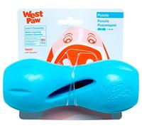 WEST PAW Zogoflex Qwizl Dog Puzzle Treat Toy ? Interactive Chew Toy for Dogs ? Dispenses Pet Treats ? Brightly-Colored Dog Puzzles for Aggressive Chewers, Fetch, Catch, Non-Toxic, Aqua Blue, Large